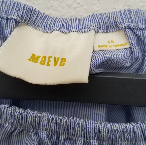 Maeve Blue & White Pinstripes Off The Shoulder Top - Picture 4 of 5